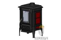 Печь-камин Guca чугунная ARINA-1110 DARK RED