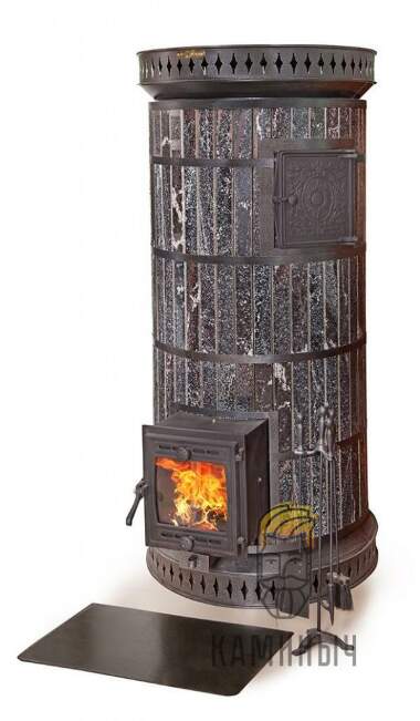 Печь для бани КДМ &quot;Русская баня&quot; с закрытой каменкой в облицовке Амфиболит — Каминыч