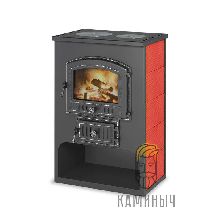 Печь-камин Везувий ПК-03 (224) с плитой красный по Супер Ценам в Каминыче