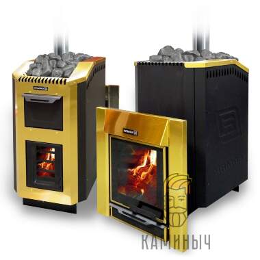 Печь для бани Ермак 30 ЛЮКС GOLD Нержавейка 5мм — Каминыч
