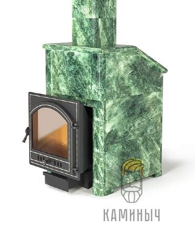 Печь для бани Везувий Легенда Ретро 24 (205) в облицовке Змеевик &quot;Президент&quot; — Каминыч