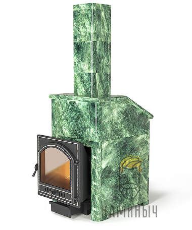 Печь для бани Везувий Легенда Ретро 24 (205) в облицовке Змеевик &quot;Президент&quot; — Каминыч