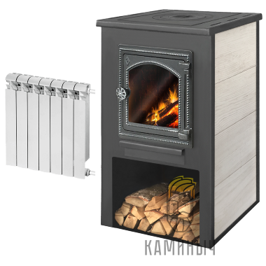 Печь-камин ЭТНА (ДТ-4С) с плитой и теплообменником — Каминыч