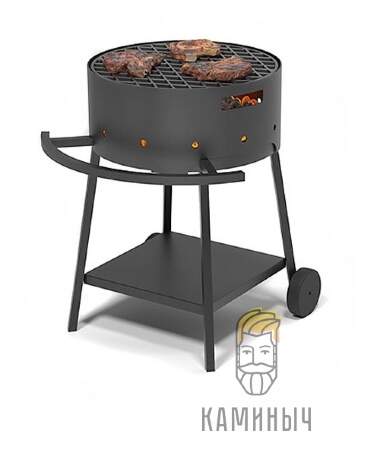 Мангал Везувий &quot;Дачник&quot; на подставке с чугунной решеткой Стейк Ø 450 мм — Каминыч