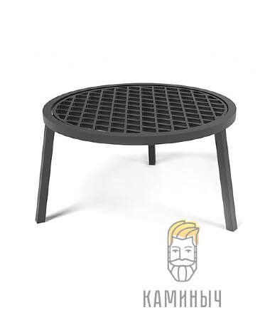 Решетка гриль чугунная Везувий Стейк Ø 450мм с подставкой — Каминыч