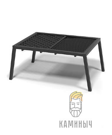Плита чугунная Везувий &quot;Гриль&quot; &quot;Стейк&quot; с подставкой — Каминыч