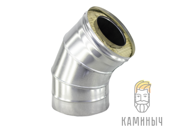 Сэндвич-отвод 45° (нерж 1 мм / оц) — Каминыч