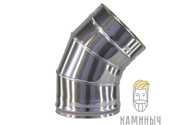 Сэндвич-отвод 45° (нерж 1 мм / нерж) — Каминыч