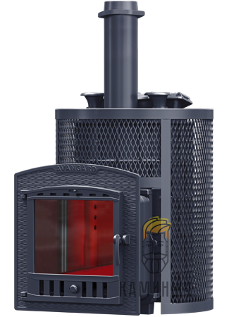 Печь для бани AVANGARD ЗК 30 (П2) Ураган в круглой сетке — Каминыч