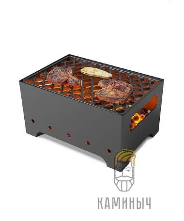 Мангал Везувий Турист 1 с чугунной решеткой &quot;Стейк&quot; — Каминыч