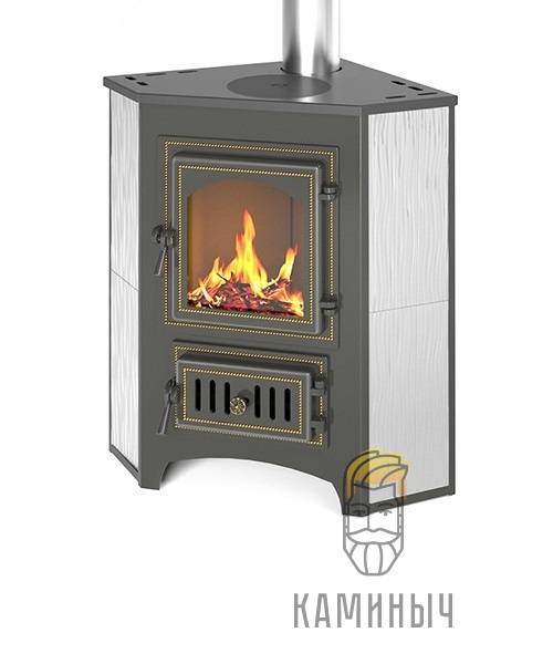 Печь-Камин Везвий Пк-01(220) с конфоркой угловой, бежевый по Супер Ценам в Каминыче