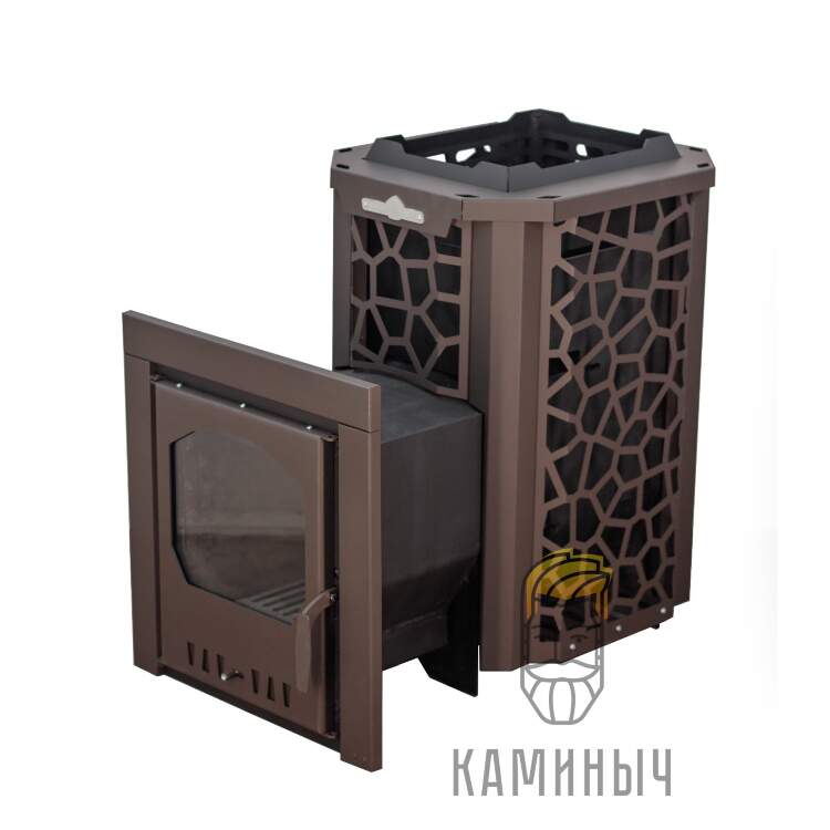 Печь для бани "СТАЛЬ-МАСТЕР" 14L Панорама в сетке (6мм, 09Г2С) по Супер Ценам в Каминыче