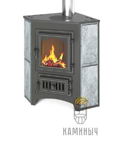 Печь-Камин Везвий Пк-01(220) с конфоркой угловой, талькохлорит — Каминыч