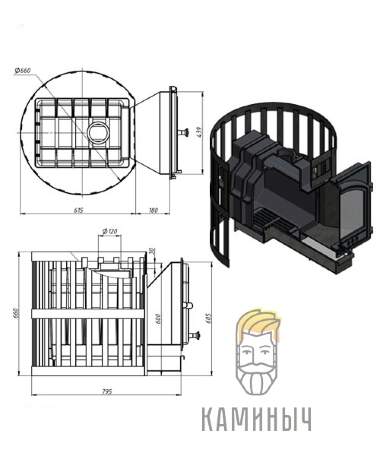 Печь для бани Везувий Легенда Ретро Ковка 24 (205) &mdash; Каминыч