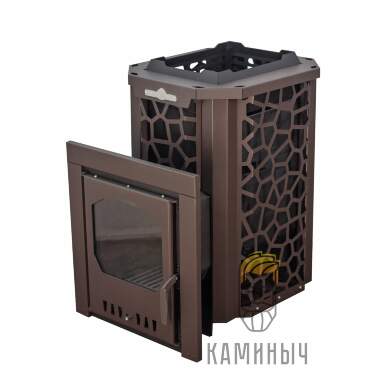 Печь для бани &quot;СТАЛЬ-МАСТЕР&quot; 24M Панорама в сетке (6мм, 09Г2С) — Каминыч
