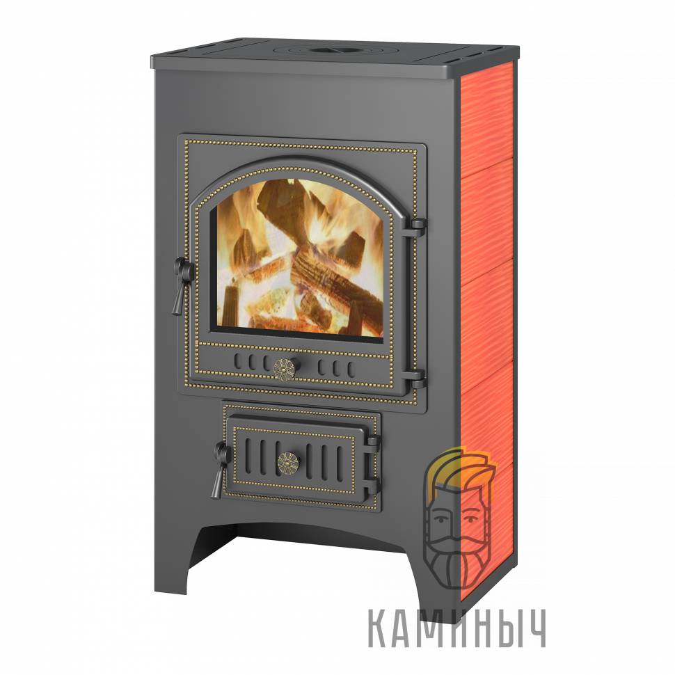 Печь-Камин Везувий ПК-01 (205) с плитой, красный по Супер Ценам в Каминыче фото 1 — Каминыч