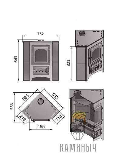 Печь-Камин Везвий Пк-01(220) угловой, талькохлорит — Каминыч